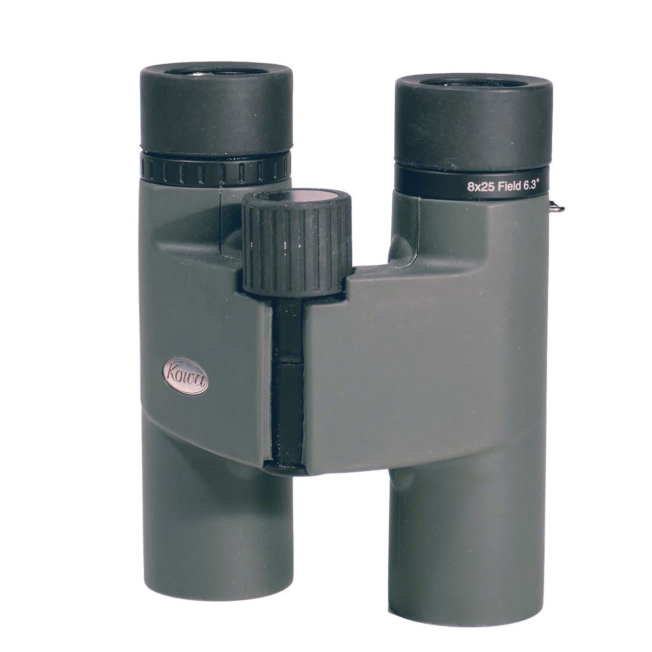 Green and black binoculars with a silver and red Kowa logo.