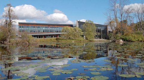 The opening of the Imogene Powers Johnson Center for Birds and Biodiversity in 2003 marked a major new era for the Cornell Lab, providing a home for 12 diverse programs, a staff of nearly 200, a world-class visitor center, laboratories, a research museum, and droves of extraordinary students. Photo by Diane Tessaglia-Hymes.